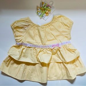 New NWT Gymboree Girls Ruffle Yellow Bow top size 4 & Hair Bow size accessories